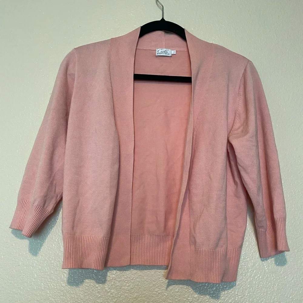 Cielo Soft Pink Open-Front Cardigan Size L